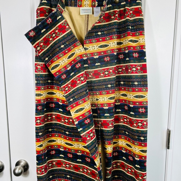 Vtg Susan Bristol Midi Faux Wrap Skirt Denim Southwestern Tribal Boho - Picture 7 of 10